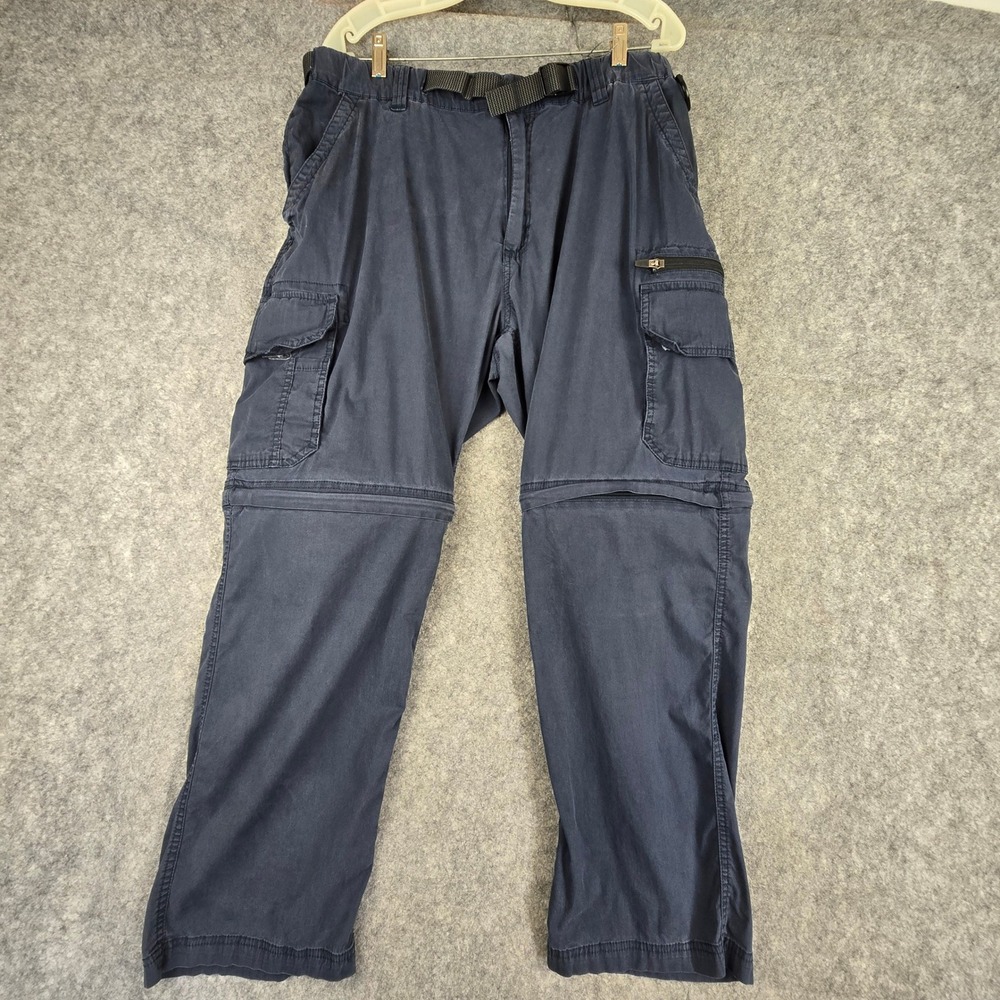 BC Clothing Men's Convertible Cargo Pants Zip Off Shorts Navy Blue Hiking Trail